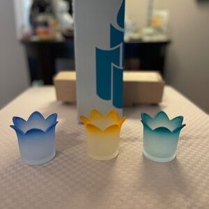 PartyLite new in box jewel candle votive holders blue green yellow P7161 retired